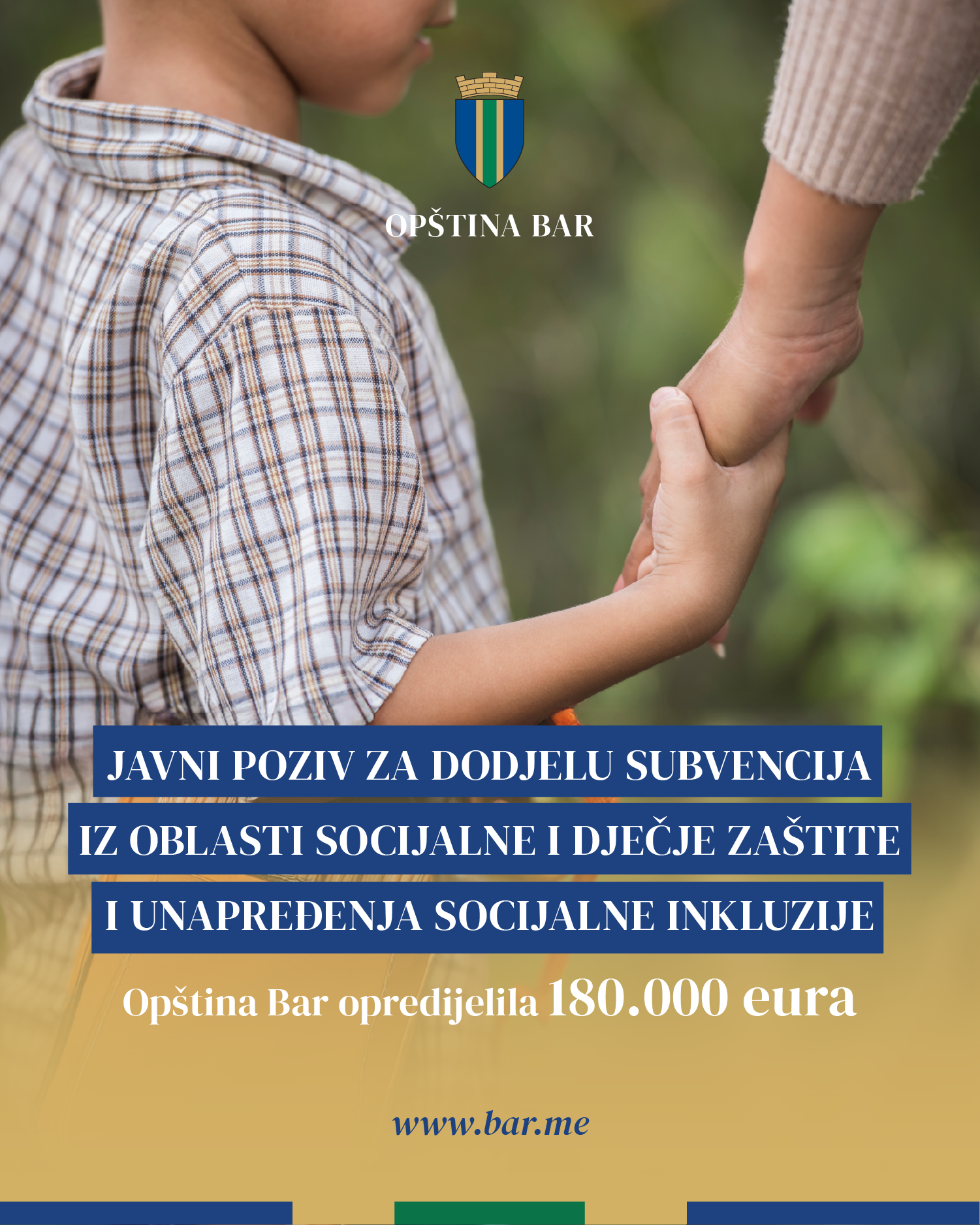 Javni pozivi Opštine Bar za subvencije iz oblasti socijalne i dječje zaštite i socijalne inkluzije Roma i Egipćana