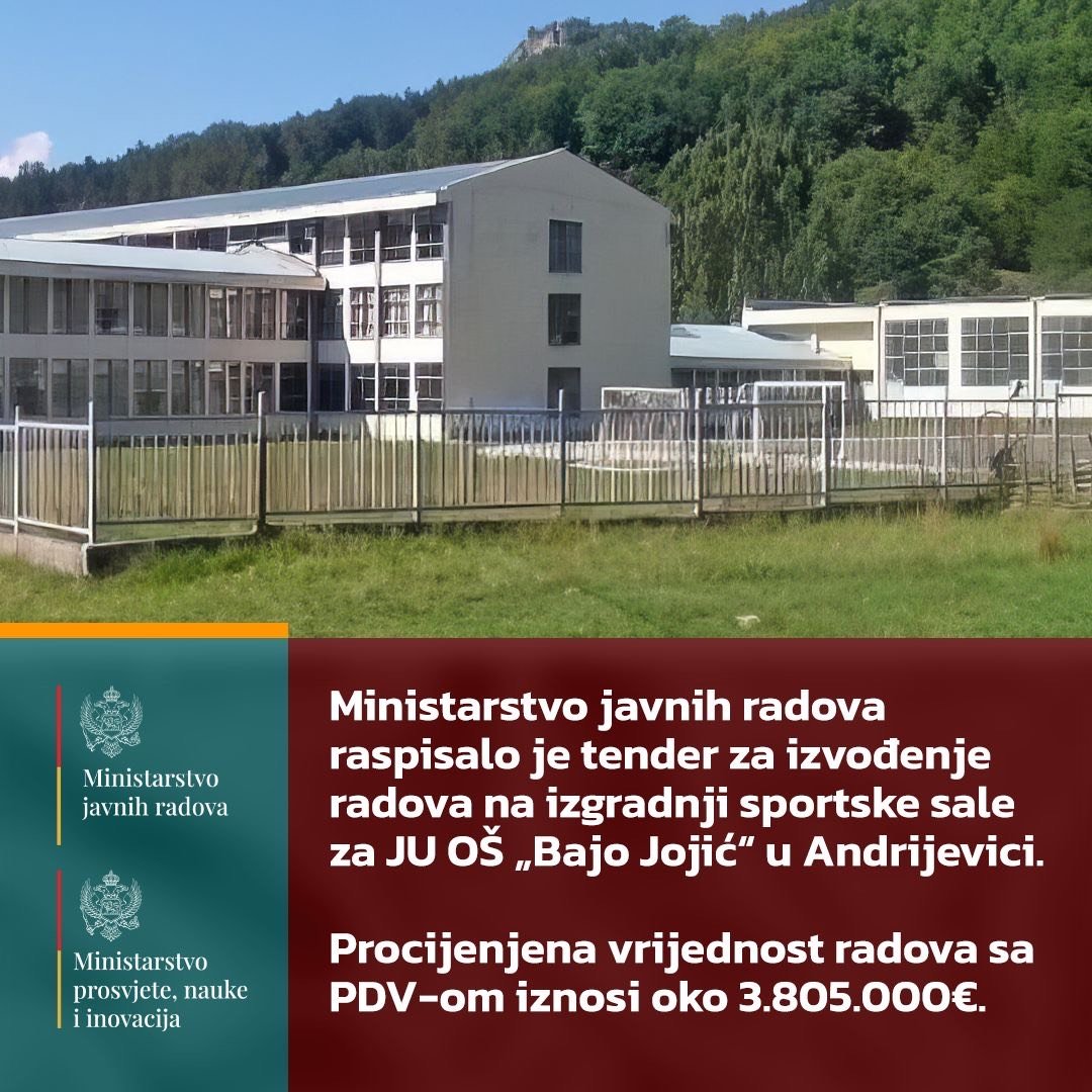 Ministarstvo javnih radova: Raspisana javna nabavka za sportsku salu u Andrijevici