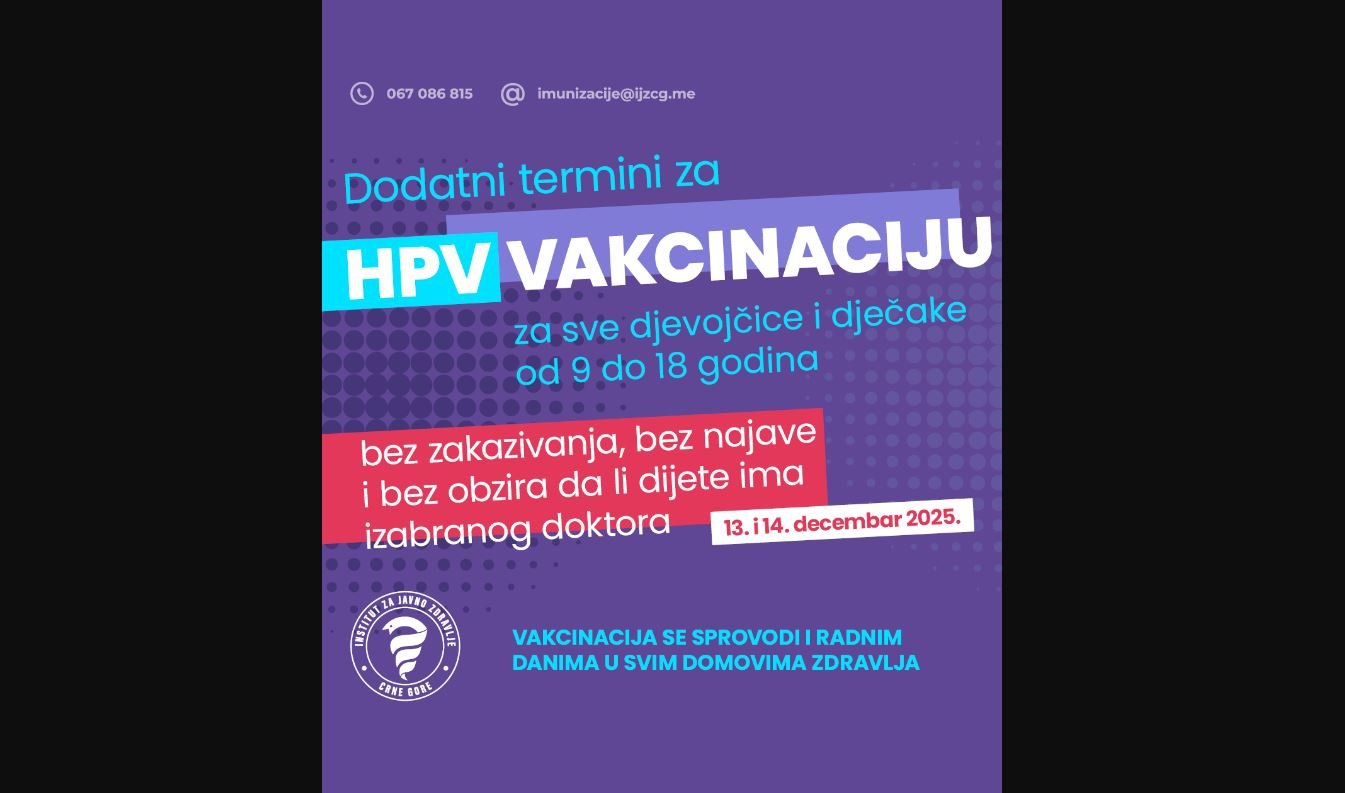 Dodatni termini za HPV vakcinaciju do kraja godine